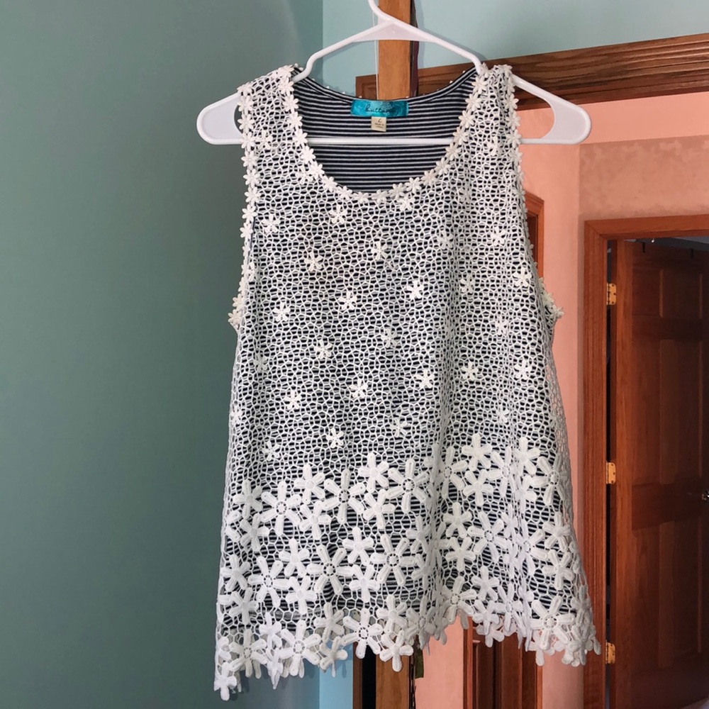 Floral Striped Lace Tank Top